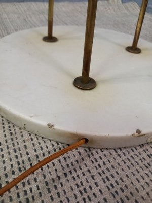 Brass & Opal Glass Floor Lamp with White Marble Base from Stilnovo, 1950s-OHK-1133770