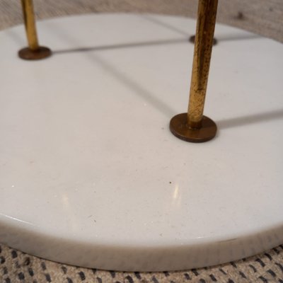 Brass & Opal Glass Floor Lamp with White Marble Base from Stilnovo, 1950s-OHK-992493