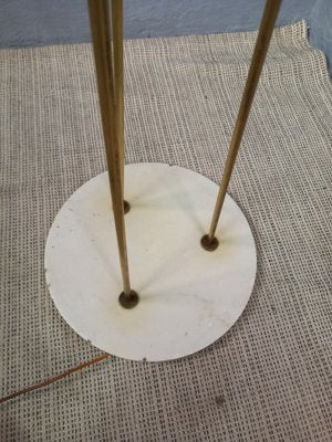 Brass & Opal Glass Floor Lamp with White Marble Base from Stilnovo, 1950s-OHK-1133770