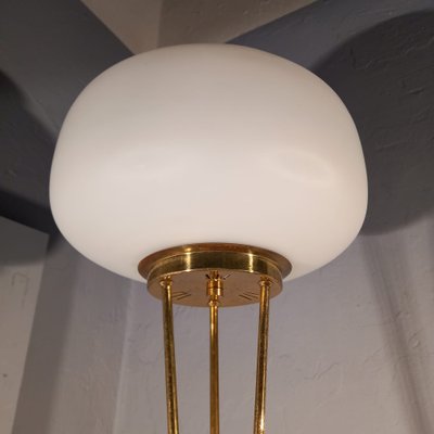 Brass & Opal Glass Floor Lamp with White Marble Base from Stilnovo, 1950s-OHK-992493