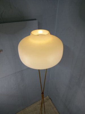 Brass & Opal Glass Floor Lamp with White Marble Base from Stilnovo, 1950s-OHK-1133770