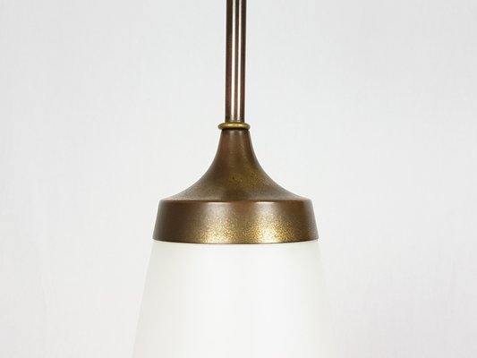 Brass & Opaline Glass Table Lamp by Bruno Gatta for Stilnovo, 1950s-RD-1757922