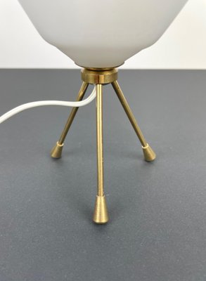 Brass & Opaline Glass Tripod Table Lamp, Italy, 1960s-LYQ-1171471