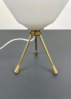 Brass & Opaline Glass Tripod Table Lamp, Italy, 1960s-LYQ-1171471