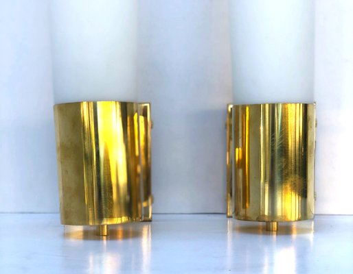 Brass & Opaline Sconce, 1970s-WIM-866071