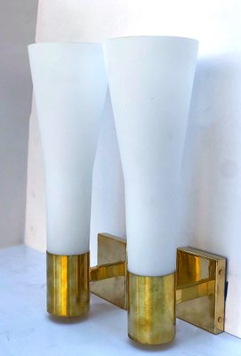 Brass & Opaline Sconce, 1970s-WIM-866071