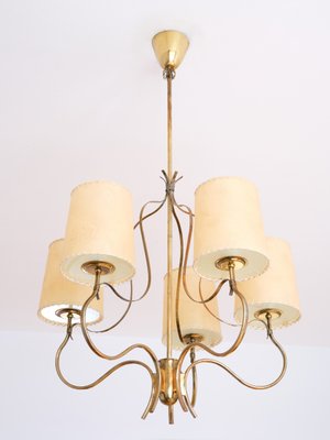 Brass & Parchment Model 9001 Chandelier by Paavo Tynell for Oy Taito Ab, Finland, 1940s-FMT-1141646