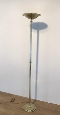 Brass Parquet Acrylic Glass Floor Lamp, 1970s-BA-1365781