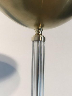 Brass Parquet Acrylic Glass Floor Lamp, 1970s-BA-1365781