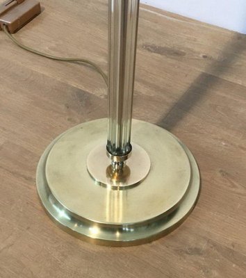 Brass Parquet Acrylic Glass Floor Lamp, 1970s-BA-1365781