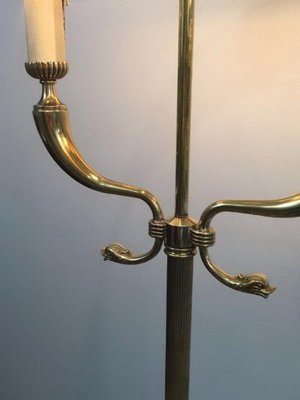 Brass Parquet Floor Lamp from Jansen House, 1940s-BA-1365776