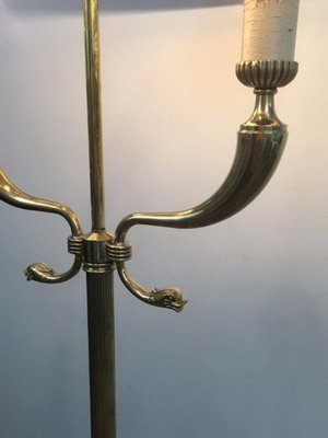 Brass Parquet Floor Lamp from Jansen House, 1940s-BA-1365776