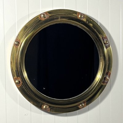 Brass Porthole Wall Mirror from Deutsche Werkstatten, 1950s-TU-2018381