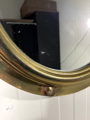 Brass Porthole Wall Mirror from Deutsche Werkstatten, 1950s-TU-2018381