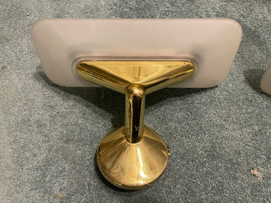 Brass Satinated Glass Sconces, 1980s, Set of 2-JJC-1427760