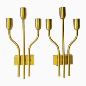 Brass Sconces attributed to Gaetano Sciolari for Sciolari, 1970s, Set of 2-EI-1468036