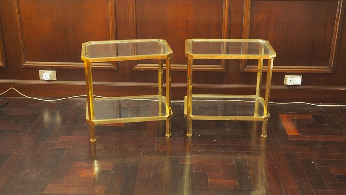 Brass Side Tables, Paris, 1960s, Set of 2-YNQ-1448974