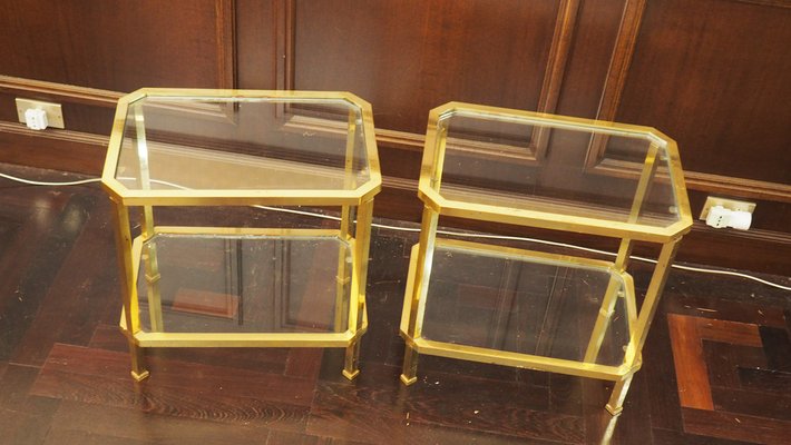 Brass Side Tables, Paris, 1960s, Set of 2-YNQ-1448974