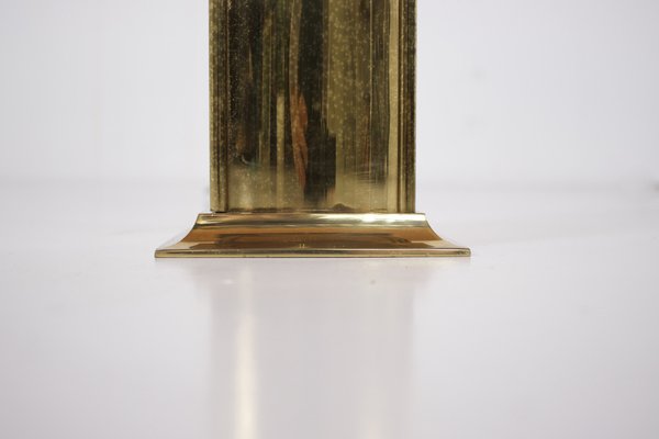 Brass & Silk Table Lamps, 1970s, Set of 2-OWS-1750836