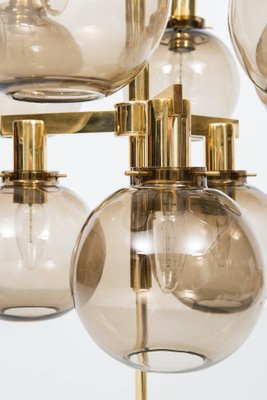 Brass & Smoked Glass Ceiling Lamp by Hans-Agne Jakobsson, 1950s-SC-586853