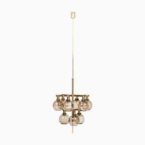 Brass & Smoked Glass Ceiling Lamp by Hans-Agne Jakobsson, 1950s-SC-586853