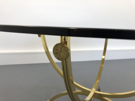 Brass & Smoked Glass Coffee Table, 1970s-JWH-1450806