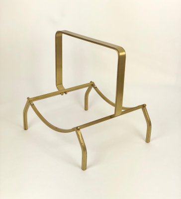 Brass & Smoked Glass Magazine Rack Stand from Fontana Arte, Italy, 1960s-LYQ-1171721