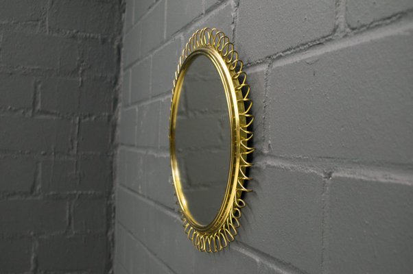 Brass Spiral Mirror, 1950s-KQB-698108