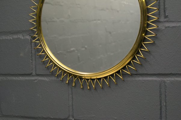 Brass Spiral Mirror, 1950s-KQB-698108