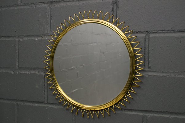 Brass Spiral Mirror, 1950s-KQB-698108