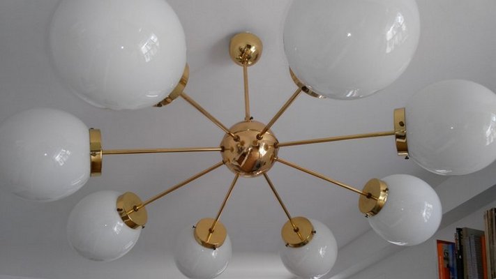 Brass Sputnik Chandeliers from Drukov, 1960s, Set of 2-TZ-583737