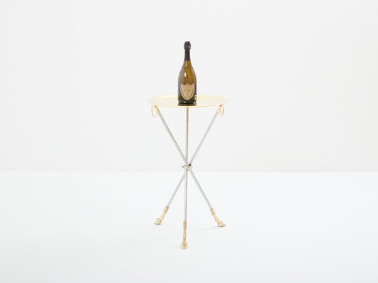 Brass & Steel Side Table with Serving Tray by Alberto Orlandi, 1970s-YJA-1787024