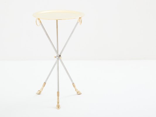 Brass & Steel Side Table with Serving Tray by Alberto Orlandi, 1970s-YJA-1787024