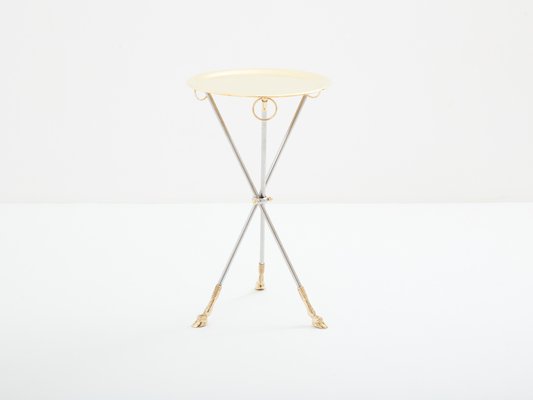 Brass & Steel Side Table with Serving Tray by Alberto Orlandi, 1970s-YJA-1787024