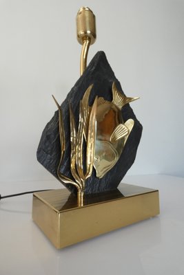 Brass & Stone Table Lamp, 1970s-JJT-582682