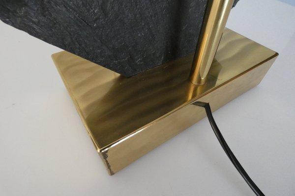 Brass & Stone Table Lamp, 1970s-JJT-582682