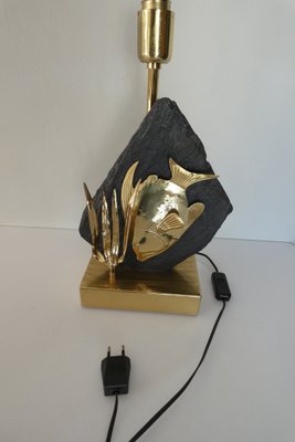 Brass & Stone Table Lamp, 1970s-JJT-582682