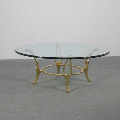 Brass Structure Table with Glass Top-SXX-1113352