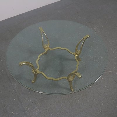 Brass Structure Table with Glass Top-SXX-1113352