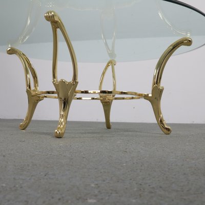 Brass Structure Table with Glass Top-SXX-1113352