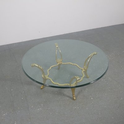 Brass Structure Table with Glass Top-SXX-1113352