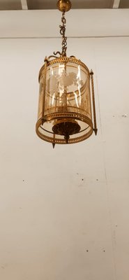 Brass Suspension Light in Decorated Glass-QLH-1402902