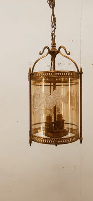 Brass Suspension Light in Decorated Glass-QLH-1402902