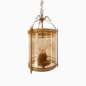 Brass Suspension Light in Decorated Glass-QLH-1402902