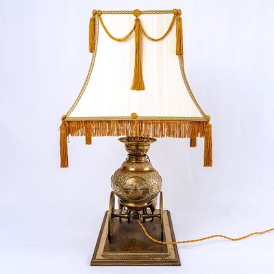 Brass Table Lamp in Silk Gold Thread from Shiva-UQL-1752333