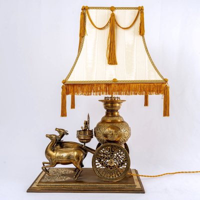 Brass Table Lamp in Silk Gold Thread from Shiva-UQL-1752333