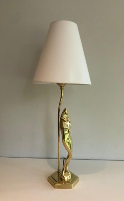 Brass Table Lamp Representing a Stylized Woman, 1970s-BA-1535403