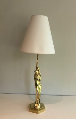 Brass Table Lamp Representing a Stylized Woman, 1970s-BA-1535403