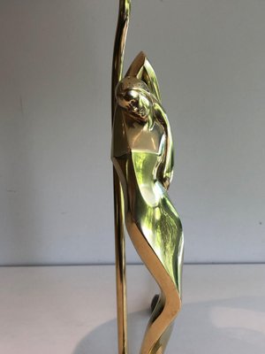 Brass Table Lamp Representing a Stylized Woman, 1970s-BA-1535403