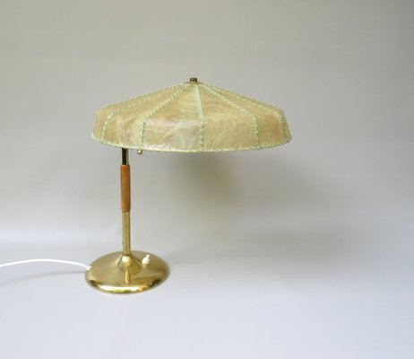 Brass Table Lamp with Cocoon Shade & Trumpet Base, Austria, 1960s-EY-985616